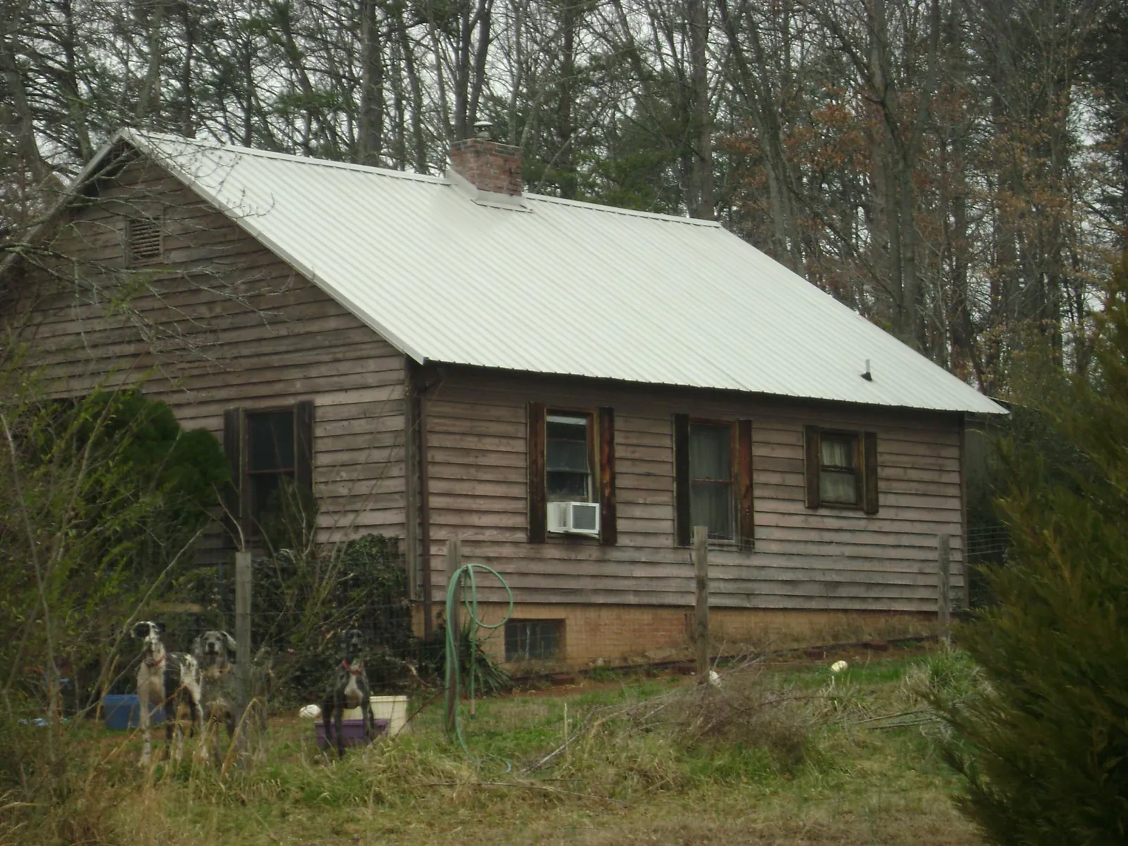 White metal roof on an old wood sided farmhouse, from a Metal Roof Installation job in Kenton